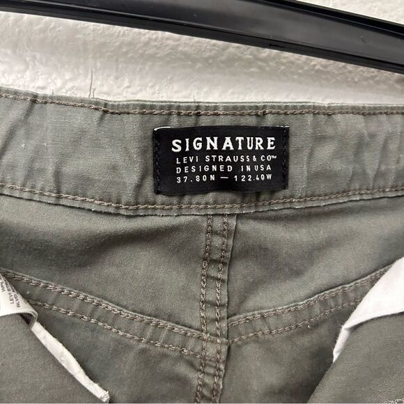 Signature Levi Strauss & Co Green Straight Leg Pants with Black Belt Size 36 - Picture 8 of 14